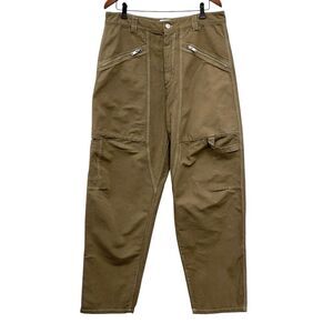 Isabel Marant Mens 42 Farker Trouser Wide Leg Khaki Distressed Pants Zip Pockets